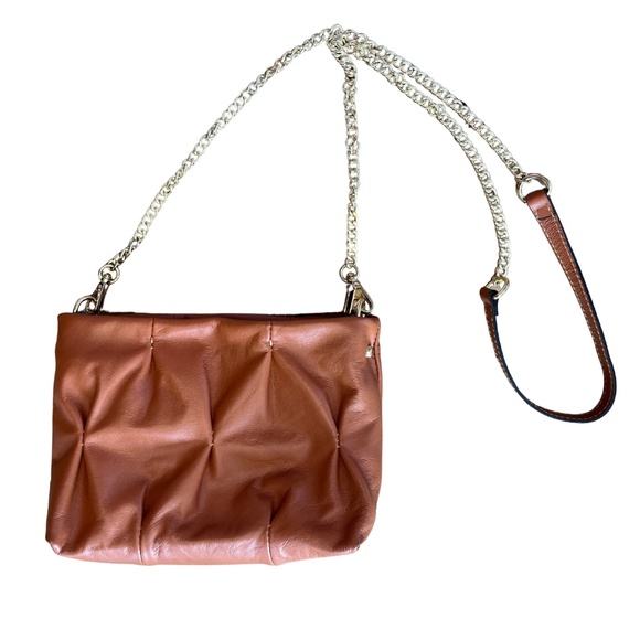 Persaman Crossbody Purse Brown with Gold Made in Italy - Picture 5 of 12